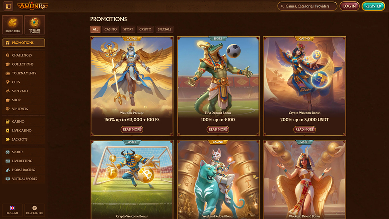 AmunRa Casino — Promotions page