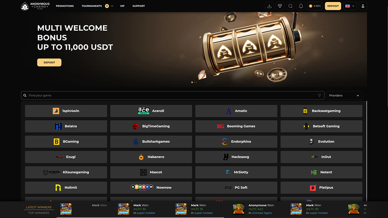 Anonymous Casino — Game providers
