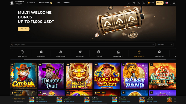 Anonymous Casino — Jackpot games