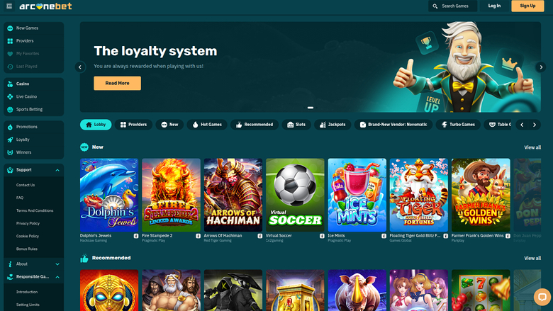 Arcanebet Casino — Games lobby