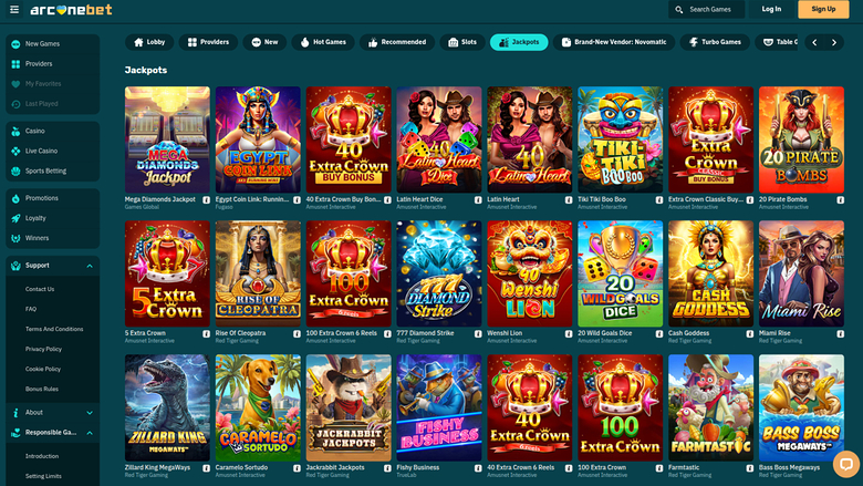 Arcanebet Casino — Jackpot games
