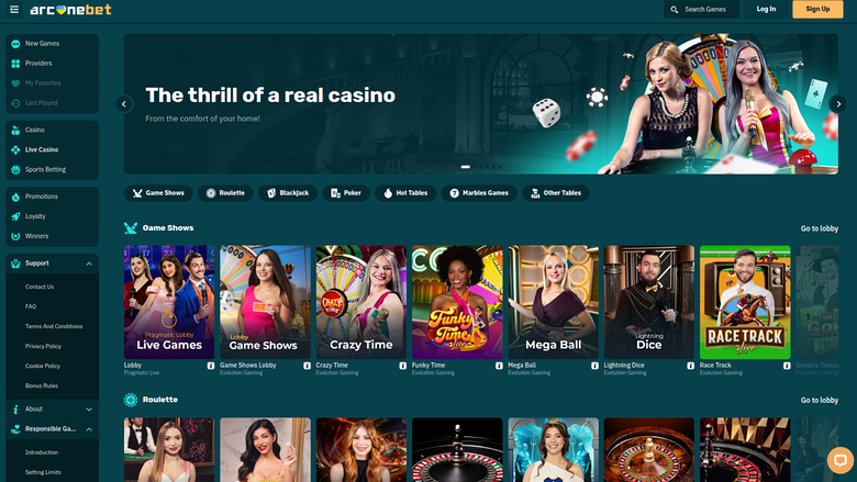 Arcanebet Casino — Live dealer lobby