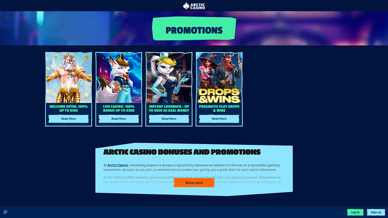 Arctic Casino — Promotions page