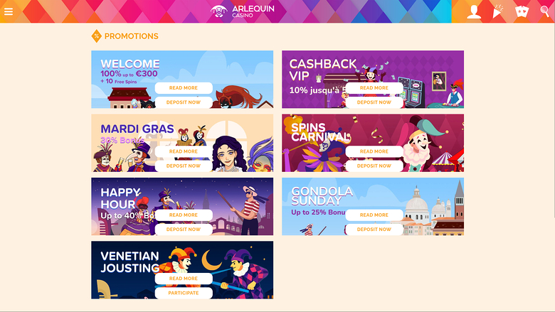 Arlequin Casino — Promotions page