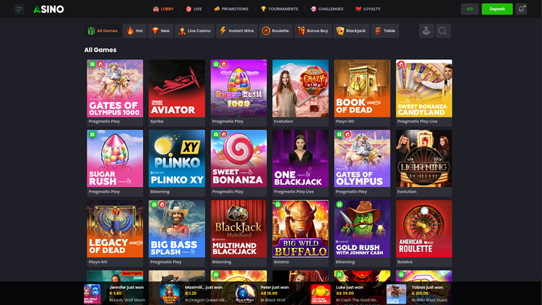 Asino Casino — Games lobby
