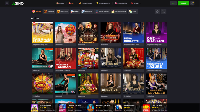 Asino Casino — Live dealer lobby