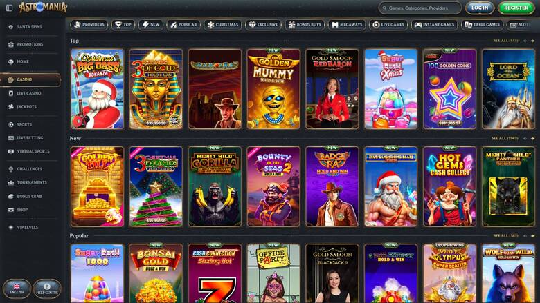 AstroMania Casino — Games lobby