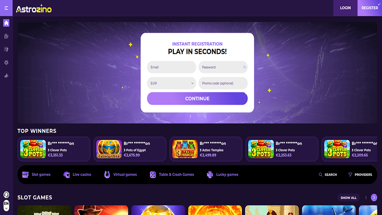 Astrozino Casino — Homepage