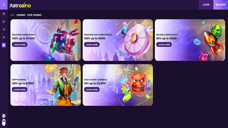 Astrozino Casino — Promotions page