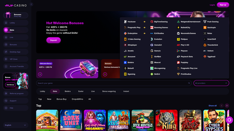 Auf Casino — Games lobby