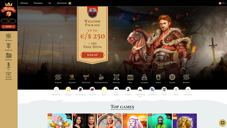 Avalon78 Casino — Homepage