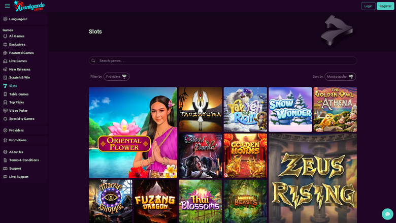 Avantgarde Casino — Games lobby