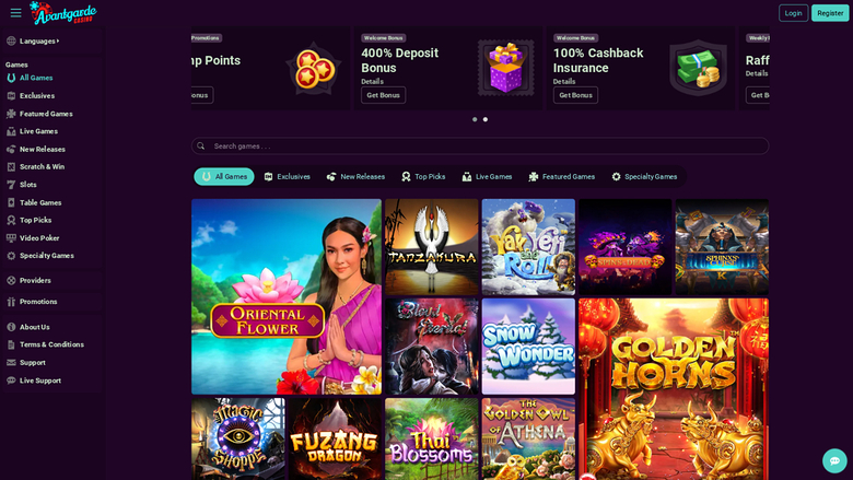 Avantgarde Casino — Homepage