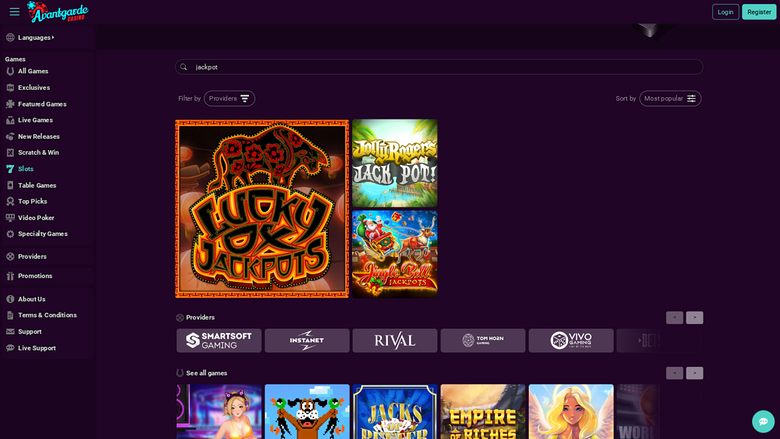 Avantgarde Casino — Jackpot games