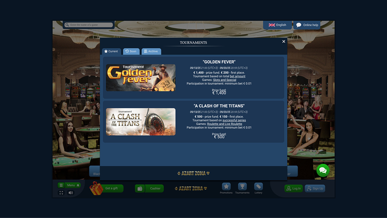 Azart Zona Casino — Tournaments