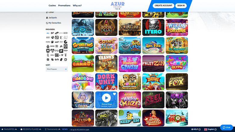 Azur Casino — Games by studio