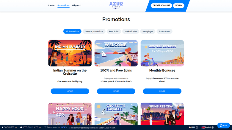Azur Casino — Promotions page