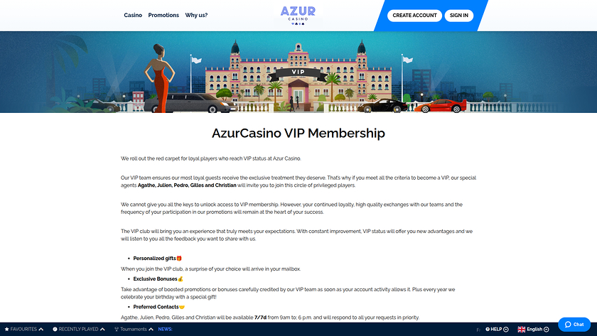 Azur Casino — VIP section