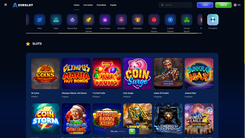 AzurSlot Casino — Games lobby