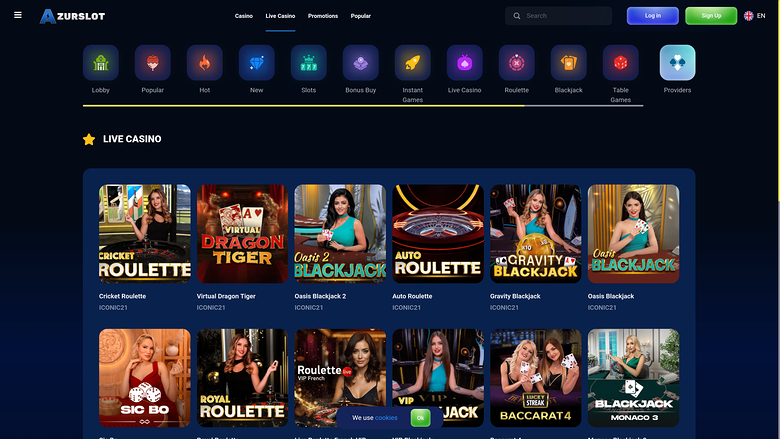 AzurSlot Casino — Live dealer lobby
