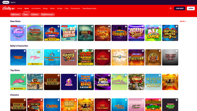 Bally Casino — Games lobby