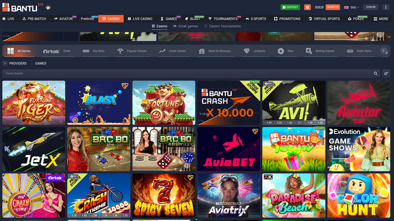 BantuBet Casino — Games lobby