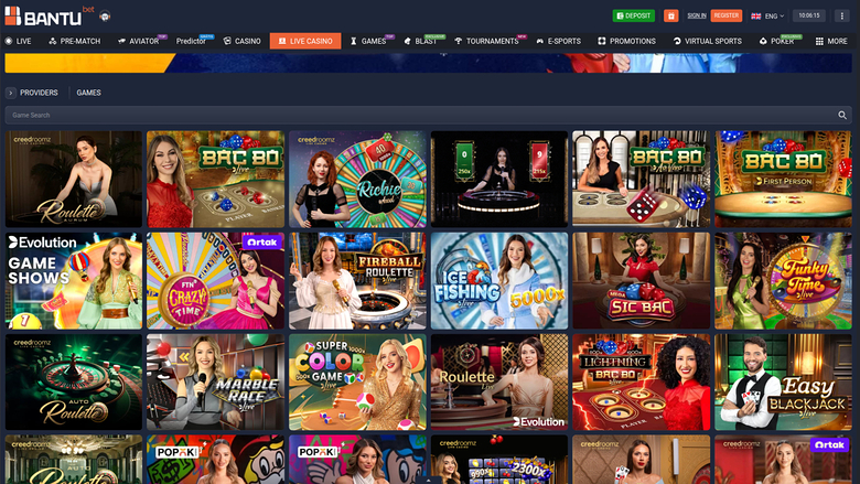BantuBet Casino — Live dealer lobby