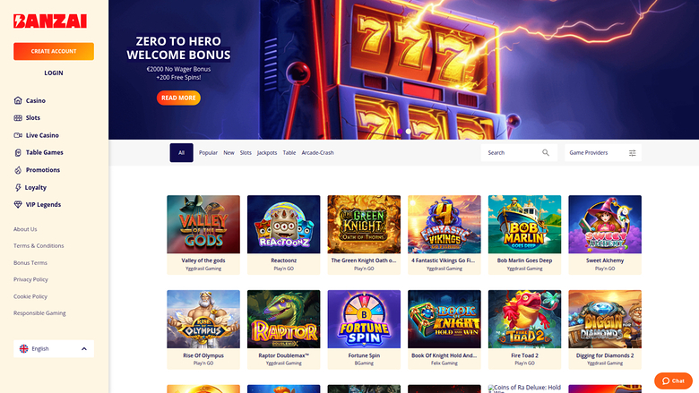 Banzai Casino — Games lobby