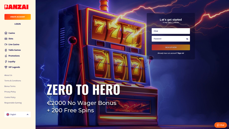 Banzai Casino — Homepage