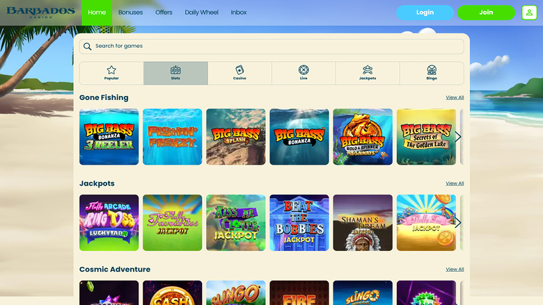 Barbados Casino — Games lobby