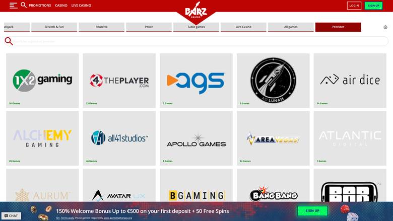 Barz Casino — Games by studio