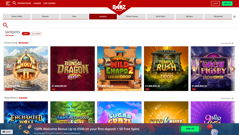 Barz Casino — Jackpot games