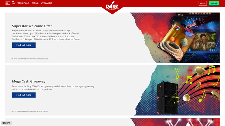 Barz Casino — Promotions page