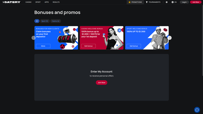 Batery — Promotions page