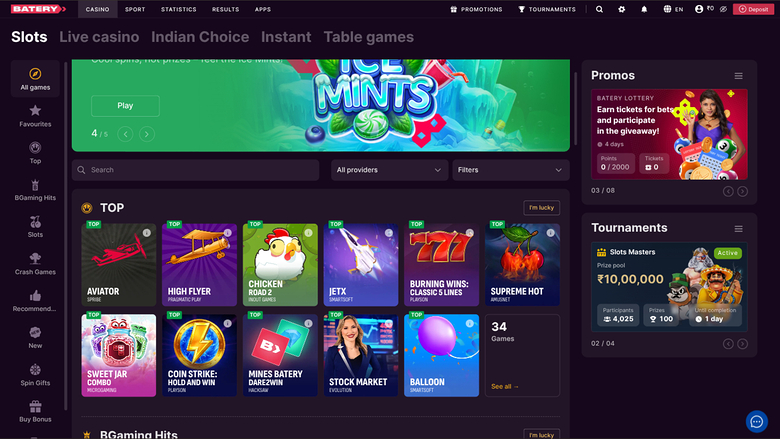 BateryBet Casino — Games by studio