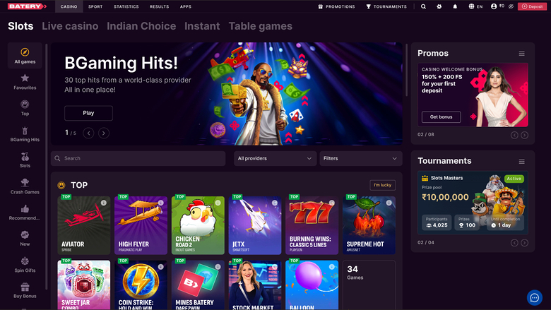 BateryBet Casino — Games lobby