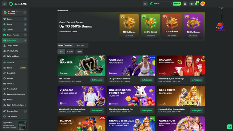 BC.Game Casino — Promotions page