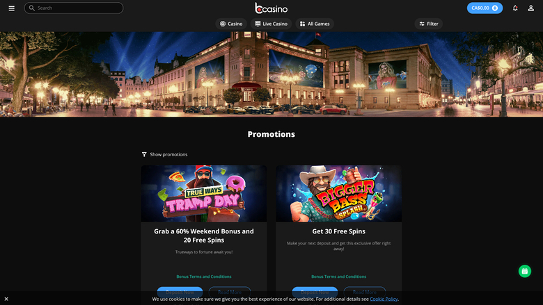 bCasino — Promotions page