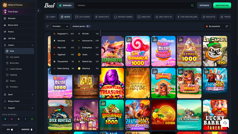 Beef Casino — Games by studio