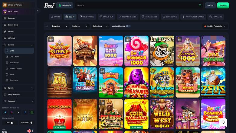 Beef Casino — Games lobby