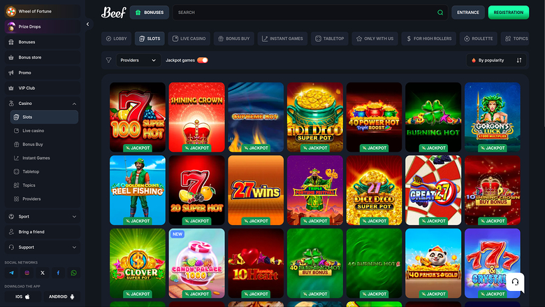 Beef Casino — Jackpot games