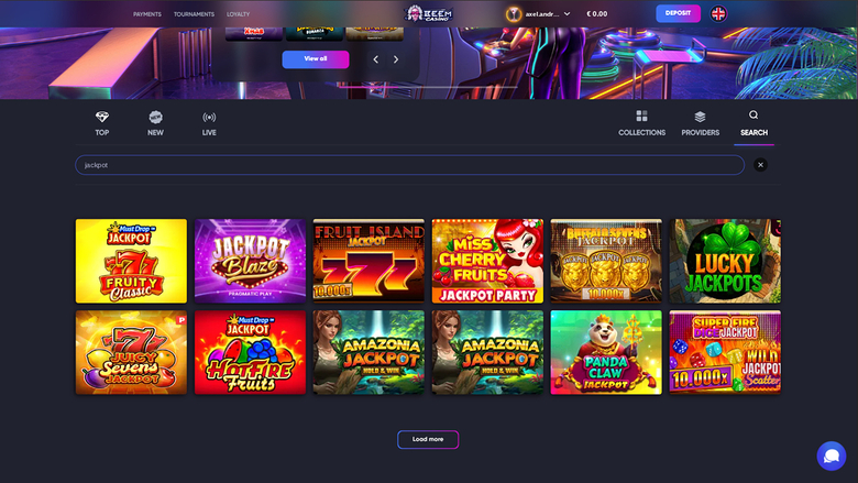 Beem Casino — Jackpot games