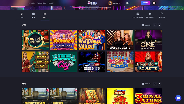 Beem Casino — Live dealer lobby