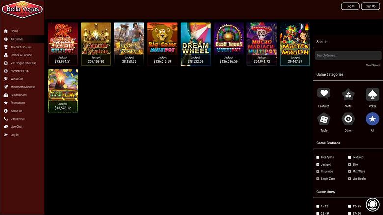 Bella Vegas Casino — Jackpot games