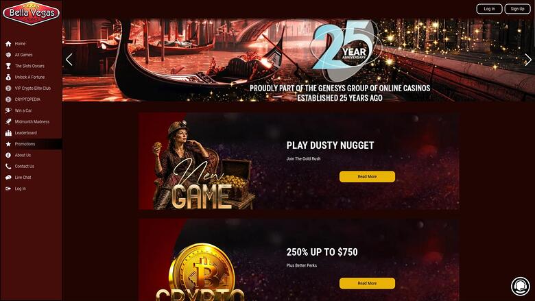 Bella Vegas Casino — Promotions page