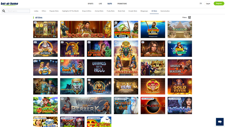 Bet At Home Casino — Games lobby