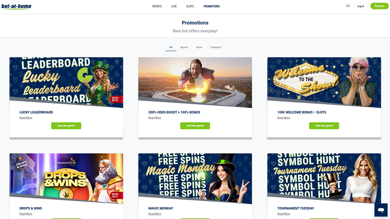 Bet At Home Casino — Promotions page