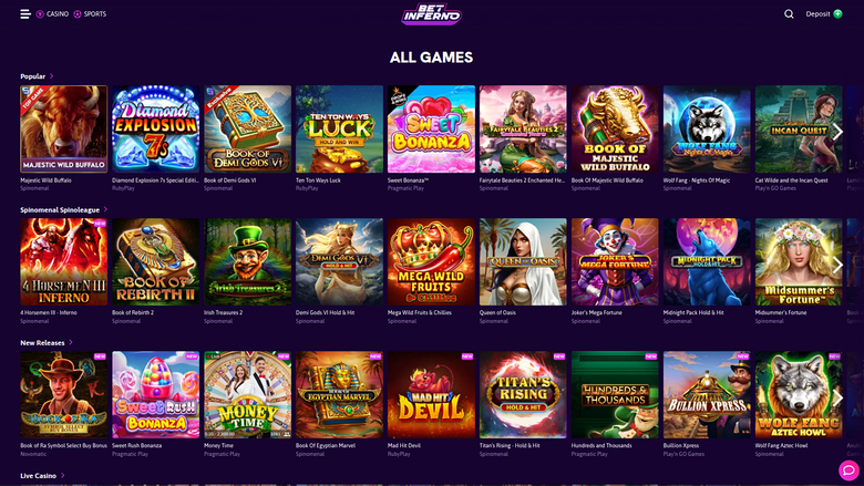 Bet Inferno Casino — Games lobby