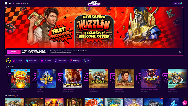 Bet Inferno Casino — Homepage