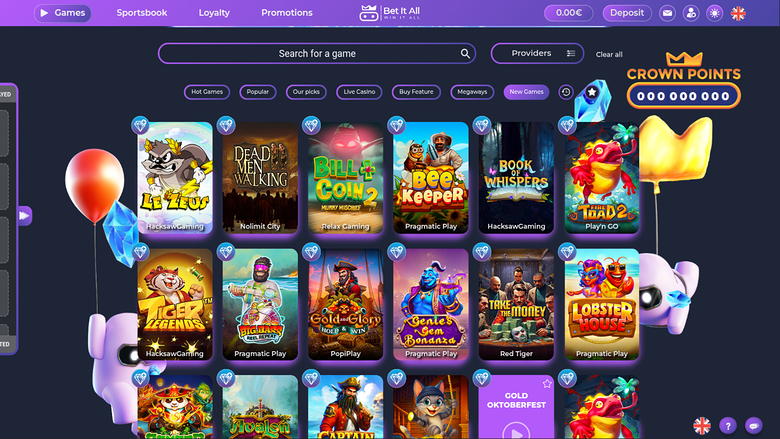 Bet It All Casino — Games lobby